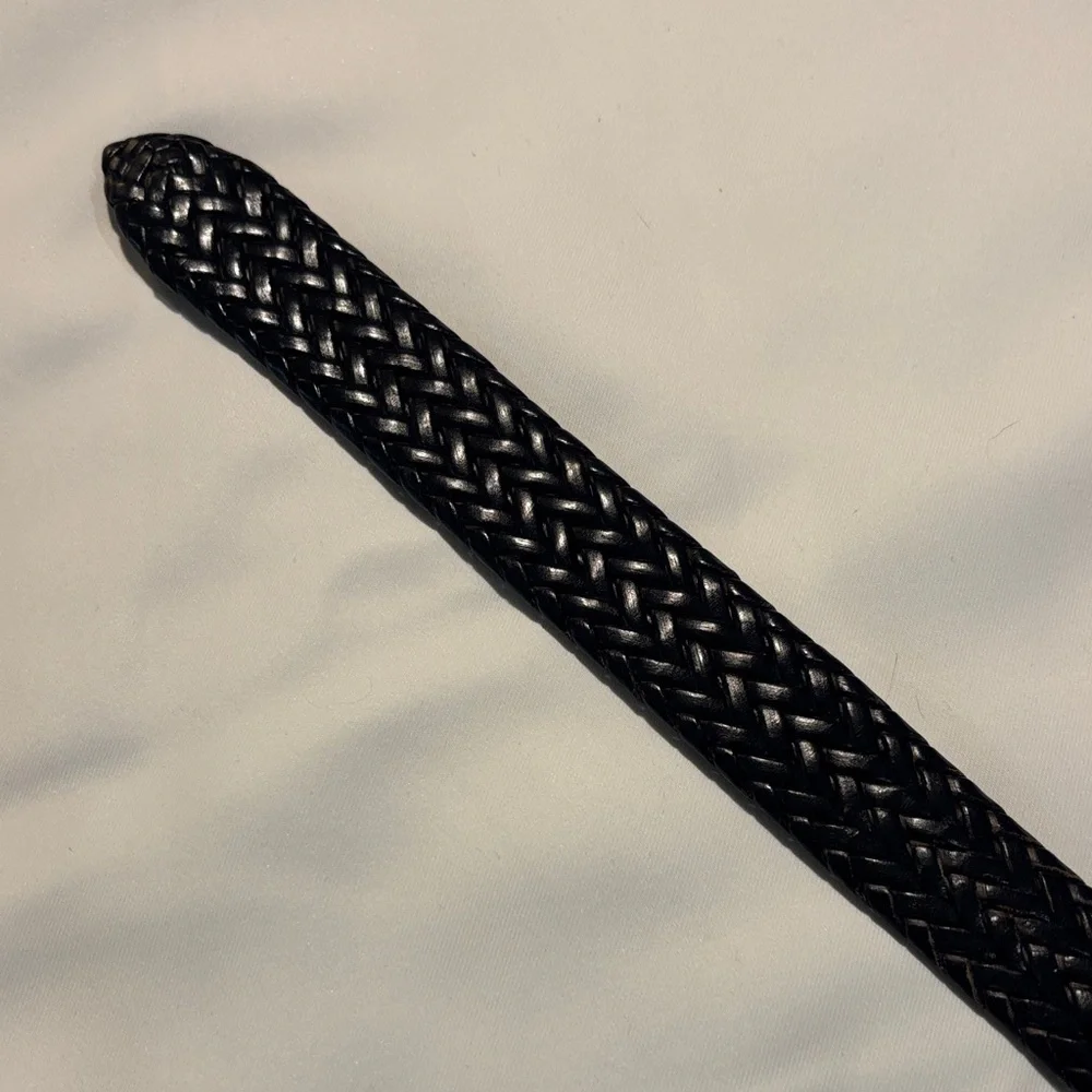 Men's Black Braided Bonded Leather Belt